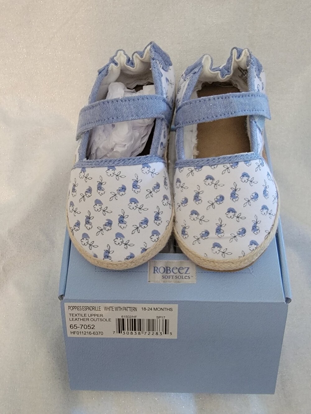 NWT ROBEEZ Poppies Espadrilles 18-24  Mos